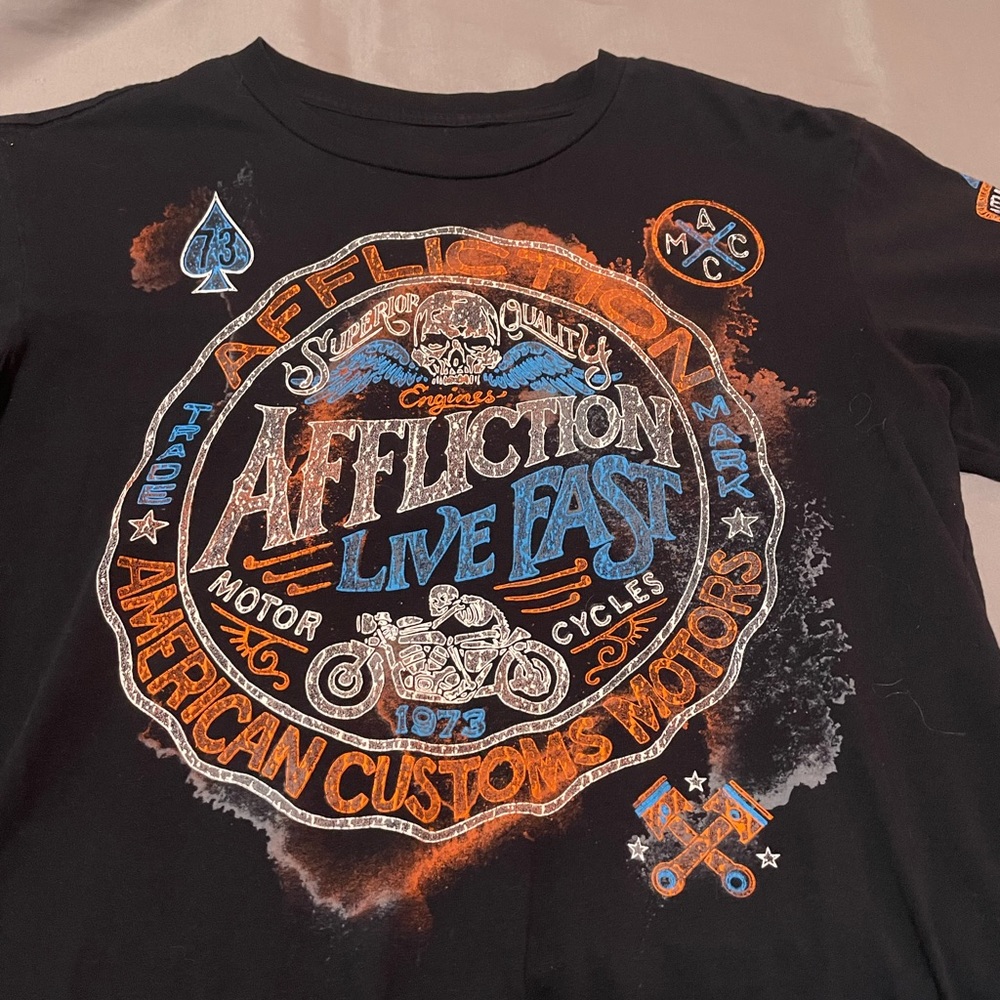 COPY - Affliction T-shirt Great Condition Size Boys L/Womens XS
